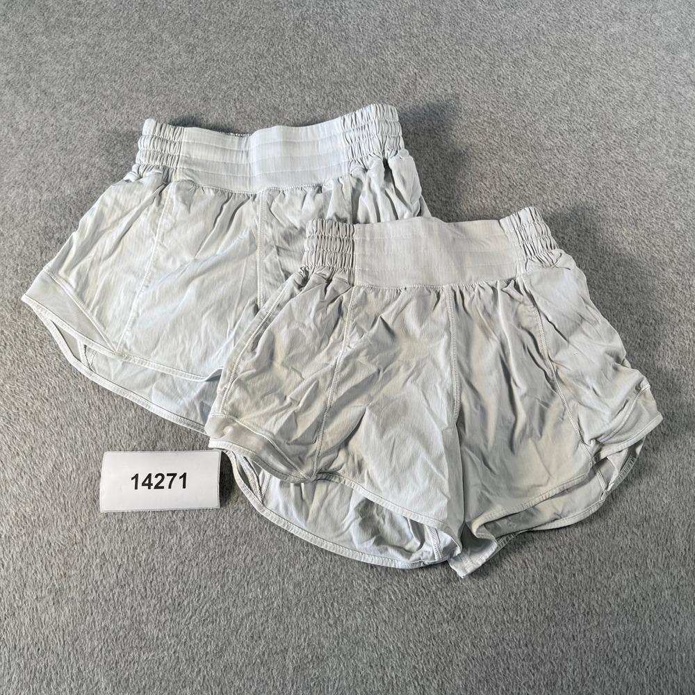 Lululemon Athletic Shorts Women 0 Light Gray Logo Running Elastic Waist Lot Of 2